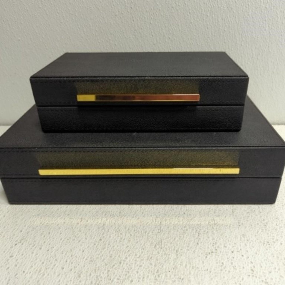 Black Jewelry Organizer Box with Gold Accent - Sleek Storage
